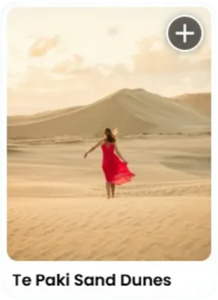 A location card from the NZ road trip guide